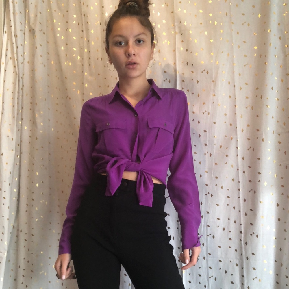 Eggplant JCrew Silk Top